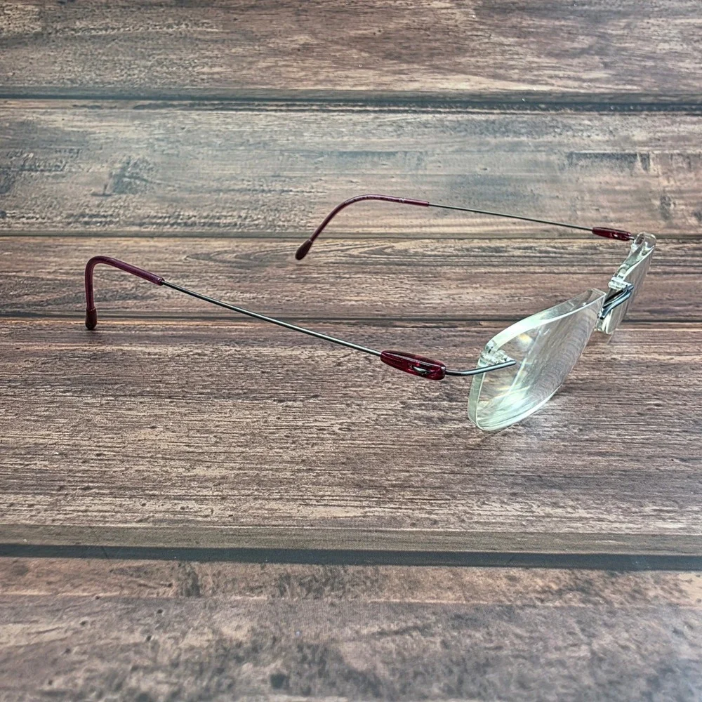 Silhouette 7441 Rimless Eyeglasses Silver Burgundy Titanium Frame Austria